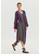 P Shirt Collar Belt Detailed Purple Patterned Long Sleeve Dress 4449